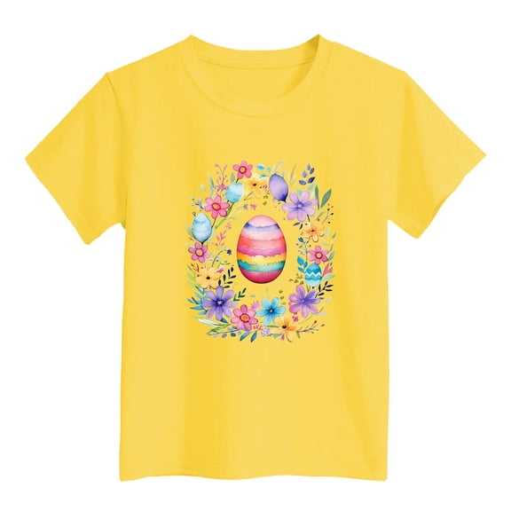 Baby Boys Short Sleeve Shirts Easter Shirt Easter Egg Print Summer Crewneck Tops Basic Tees Girls Summer Clothes Size 12-18 Months