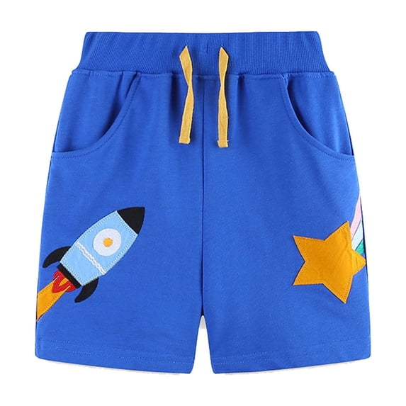 Baby Boys' Shorts Cartoon Print Drawstring Cotton Jogger Shorts Funny Elastic Waistband Beach Cargo Pants Boys Summer Clothes 2-3 Years