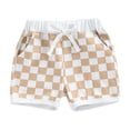 thumbnail image 1 of Baby Boys Shorts with Checkerboard Print, Elastic Waist Drawstring Casual Pocket Decoration Clothing 1 Months-3 Years, 1 of 6