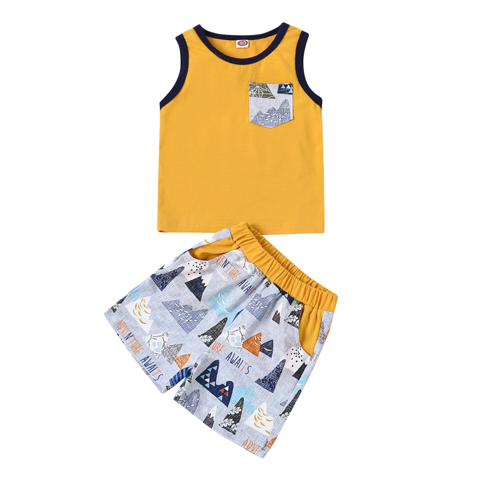 Baby Boys Sleeveless Tops With Short Pocket Summer Outfits T Children