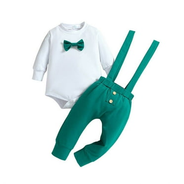 Baby Boys Spring Autumn Solid Color Ribbed Long Sleeve Romper Bodysuit Suspender Trousers Outfits Clothes