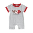 thumbnail image 1 of Baby Boys Summer Romper Infant Short Sleeve Crew Neck Baseball Print Casual Jumpsuit, 1 of 10