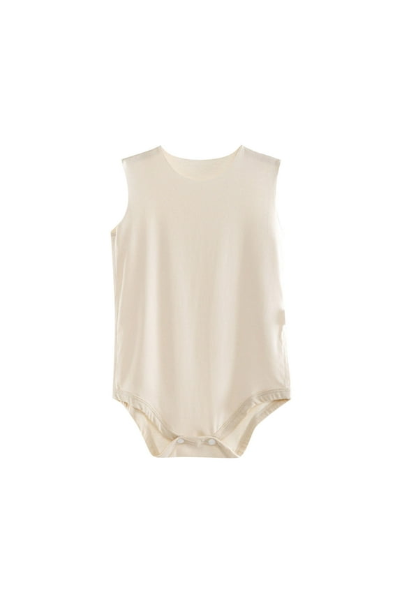 Baby Boys Summer Romper Sleeveless Bubble Rompers Solid Color Oversized Bodysuit Unisex Newborn Outfit for 0-4 Years