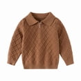 thumbnail image 1 of Baby Boys Sweater Solid Color Long Sleeve Turn Down Collar Button Front Knit Pullover Warm Sweater Toddler Clothes Knitwear Baby Jumpers Tops for Fall Winter Brown 7-8 Years, 1 of 7