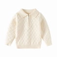 thumbnail image 1 of Baby Boys Sweater Solid Color Long Sleeve Turn Down Collar Button Front Knit Pullover Warm Sweater Toddler Clothes Knitwear Baby Jumpers Tops for Fall Winter Beige 2-3 Years, 1 of 7