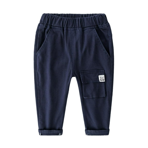 Baby Boys Sweatpants Wide Leg Daily Wearing Pants Clearance Leisure Casual Cargo Sweatpants,Navy,18-24 Months