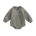 thumbnail image 1 of Baby Boys Sweatshirt Romper 3 6 12 18M Fashion Long Sleeve Round Neck Letter Embroidery Newborn Bodysuit, 1 of 10