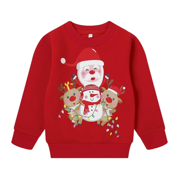 Baby Boys Sweatshirts Christmas Reindeer Fleece Crewneck Pullover Winter Warm Xmas Sweaters Tops 3t(8161)