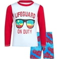 thumbnail image 1 of Baby Boys Swim Sets with Large-Small Rash Guard, Red & Blue - 12-24 Months - Pack of 24, 1 of 1