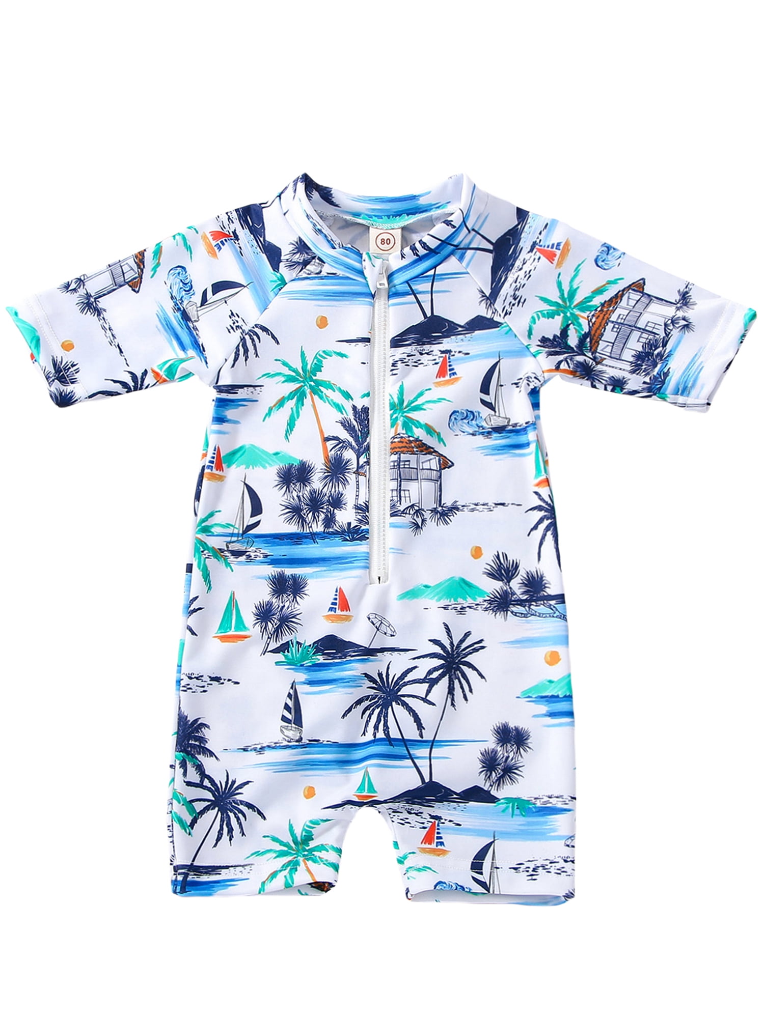 Baby Boys Swimsuit Toddler Boys Rash Guard Zipper One Piece Beach