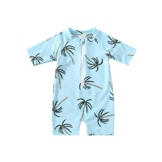 Baby Boys Swimsuit Toddler Boys Rash Guard Zipper One Piece Beach