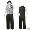 thumbnail image 1 of Baby Boys Toddler Easter Wedding Formal Checks Gingham Vest Set Suits Brown S-4T, 1 of 5