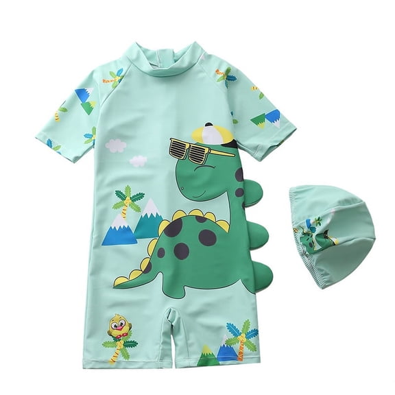 Baby Boys Toddlers Swimsuit One Piece Kids Bathing Suit Swimwear with Hat Rash Guard Surfing Suit A21
