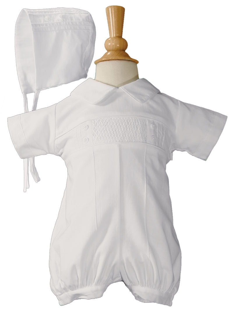 Baby Boys White Cotton Smocked Baptism Outfit Set (Baby)
