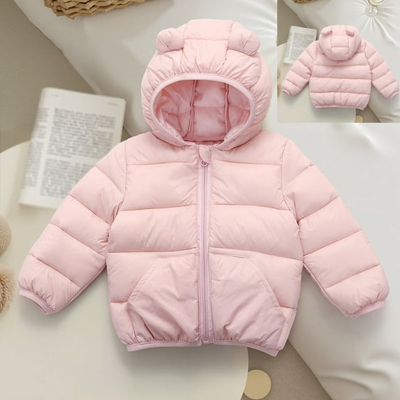 Baby Boys Winter Coat Baby Boys Puffer Coat Pink Bear Ear Cute Jackets Lightweight Puffer Jacket for Kids Baby Boys Winter Coat Winter Clothes 5-6 Years
