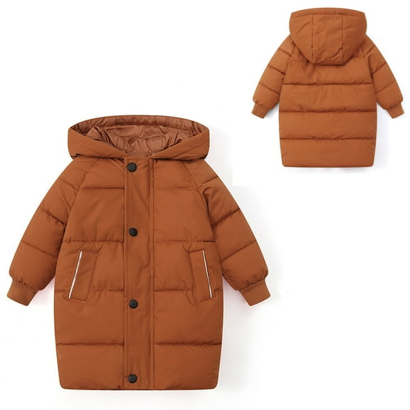 Baby Boys Winter Coat,Baby Girls Puffer Coat Baby Mid-length Hoodie with Zipper Windproof Jacket Outwear For Baby Kids Baby Jacket Baby Girl Clothes Winter
