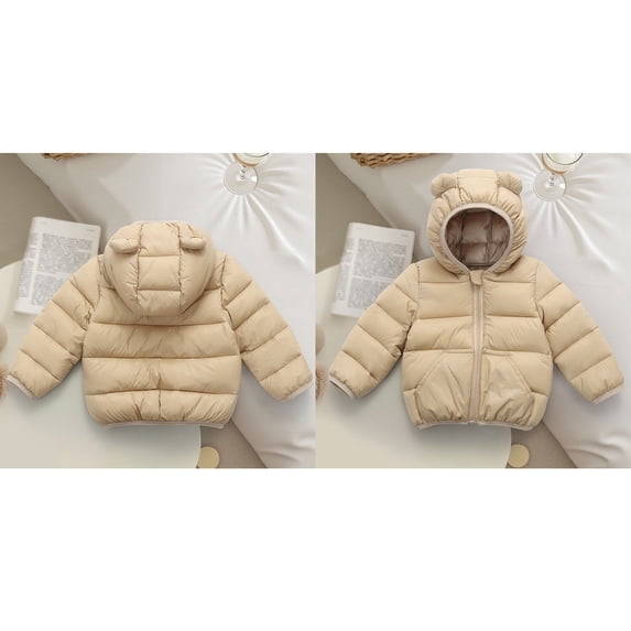 Baby Boys Winter Coat,Baby Girls Puffer Coat Cute Bear Ear Hooded Jacket Zipper Up Down Coats for Baby Girls Toddler Puffer Jacket Baby Girl Winter Clothes