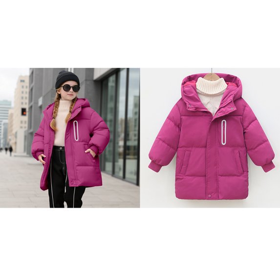 Baby Boys Winter Coat,Baby Girls Puffer Coat Mid-length Hooded Jackets With Pockets Zipper Up Down Coats For Kids Baby Girls Baby Winter Jacket Baby Girl Clothes Winter