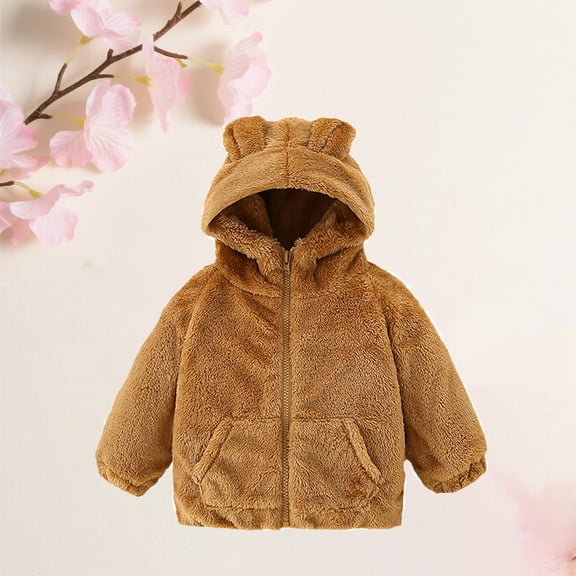 Baby Boys Winter Coat Cute Bear Ear Hooded Jackets with Pockets for Baby Boys Child Winter Coat Baby Winter Clothes 12-18 Months