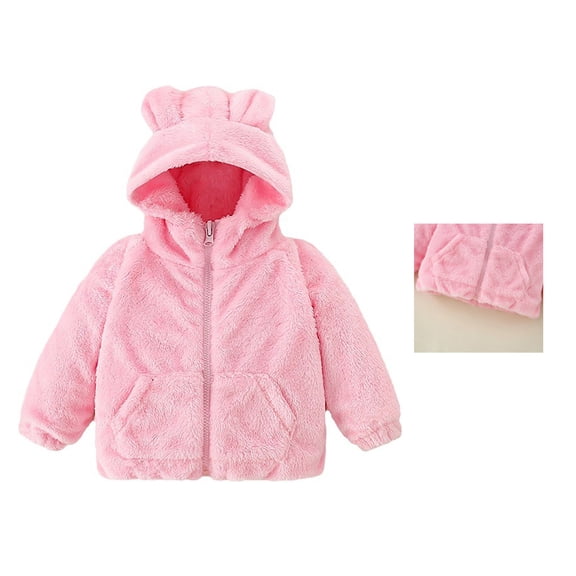 Baby Boys Winter Coat Cute Bear Ear Hooded Jackets with Pockets for Baby Fall Outfits for Girls Warm Thick Clothes 2-3 Years
