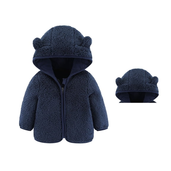 Baby Boys Winter Coat Jacket Cute Bear Ear Hooded Jackets with Pockets for Baby Baby Boy Jacket Baby Winter Clothes 0-6 Months