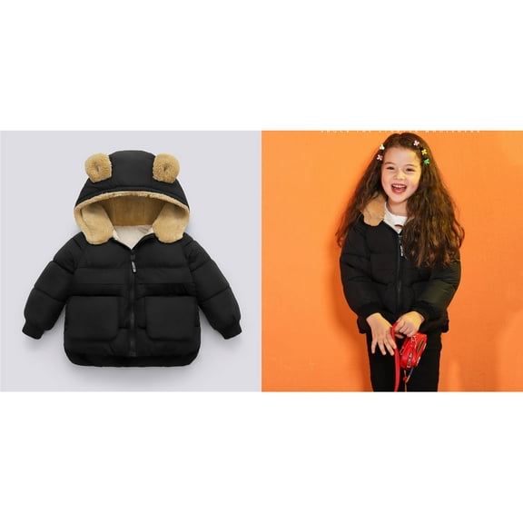Baby Boys Winter Coat,Kids Puffer Coat Cute Bear Ear with Hoods Zipper Windproof Jacket Outwear for Baby Boys Winter Warm Outerwear Baby Clothes