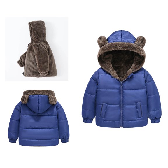 Baby Boys Winter Coat,Little Boys Girls Puffer Coat Baby Hoodie with Bear Ear Long Sleeve Light Winter Coats for Baby Toddler Baby Jacket Little Boys Girls Clothes