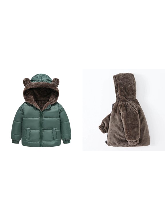 Baby Boys Winter Coat,Little Boys Girls Puffer Coat Cute Bear Ear Hooded Jacket Zipper Up Down Coats for Baby Boys Winter Warm Outerwear Baby Winter Coat