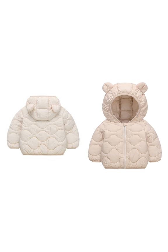 Baby Boys Winter Coat,Toddler Puffer Coat Baby Hoodie with Bear Ear Long Sleeve Light Winter Coats for Baby Girls Toddler Winter Jacket Little Boys Girls Clothes