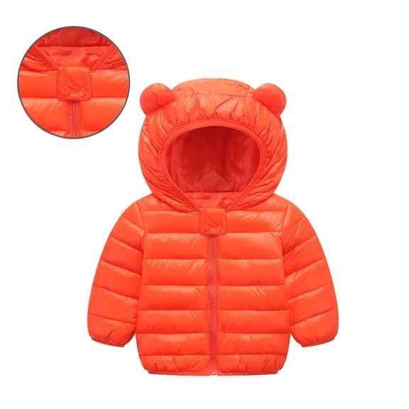 Baby Boys Winter Coats Girls Puffer Jacket Zip up Long Sleeve Kids Warm Winter Coat Outerwear Warm Bear Hooded Outdoor Coats 9-12 Months Boy Outerwear
