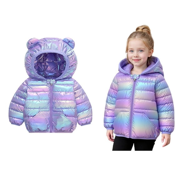 Baby Boys Winter Coats Puffer Jacket Zip up Long Sleeve Windproof Jacket Outwear Cute Hooded Jackets with Pockets 6-12 Months Boys Jacket