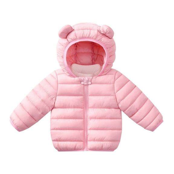 Baby Boys Winter Down Coat Baby Hoodie with Bear Ear Zipper Windproof Winter Coats Warm Outerwear 6-12 Months