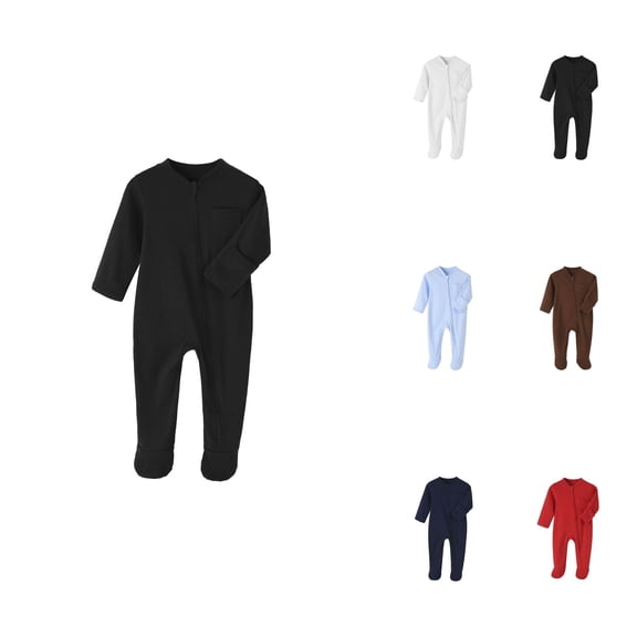 Baby Boys Winter Long Sleeve Zip Up Romper, Soft Warm Bodysuit with Mitten Cuff and Footies, Comfortable 100% Cotton Outfit for Newborn to 12 Months