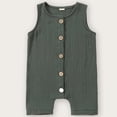 thumbnail image 1 of Baby Boys and Girls Button-Front Romper, Solid Color Sleeveless Bodysuit, One-Piece Summer Infant Outfit | Akmoler,Green 18 Months, 1 of 5