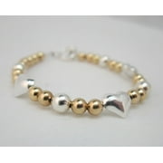 CRYSTAL DREAM Baby Bracelet 14kt Gold filled beads with Sterling Silver Hearts (BGS)