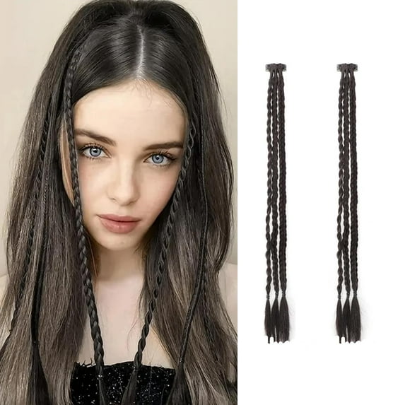 Baby Braids Hair Extensions 3Pcs Braids in one Clip in Hair Extensions Front Side Bang Hair Ponytail 22Inch Synthetic Hairpieces for Women Kids Girls (Bleach Blonde)