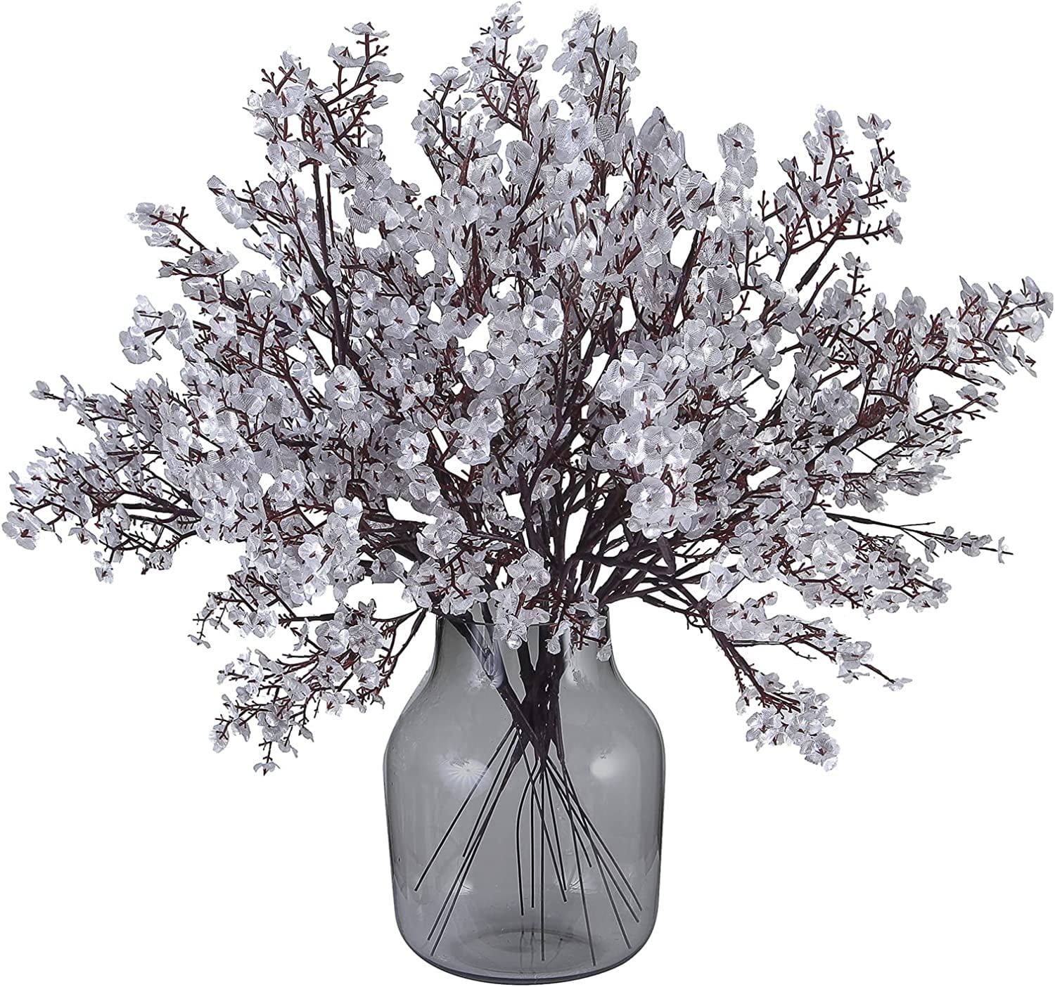 Baby Breath Flowers Artificial Bulk Real Touch Fake Flower Faux Silk Floral Gypsophila Bouquet for Office Kitchen Bedroom Wedding Restaurant Centerpieces Christmas Party Decor (Silver)