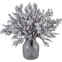 Baby Breath Flowers Artificial Bulk Real Touch Fake Flower Faux Silk Floral Gypsophila Bouquet for Office Kitchen Bedroom Wedding Restaurant Centerpieces Christmas Party Decor (Silver)