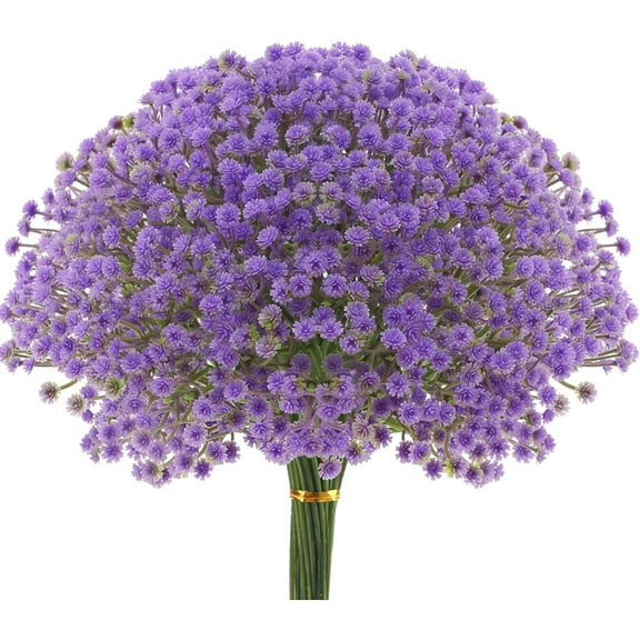Baby Breath Flowers Purple Gypsophila Bouquets, Real Touch Purple Fake Flowers UV Resistant Fake Purple Flowers for Wedding Party Home Decoration