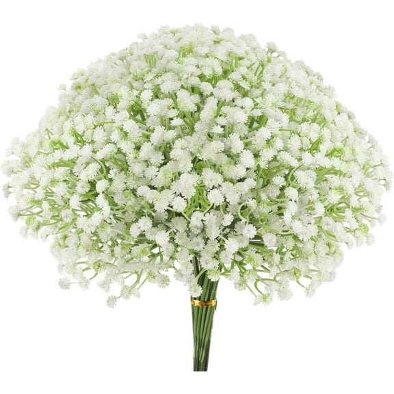 Baby Breath Flowers White Gypsophila Bouquets, Real Touch White Fake Flowers UV Resistant Fake White Flowers for Wedding Party Home Decoration