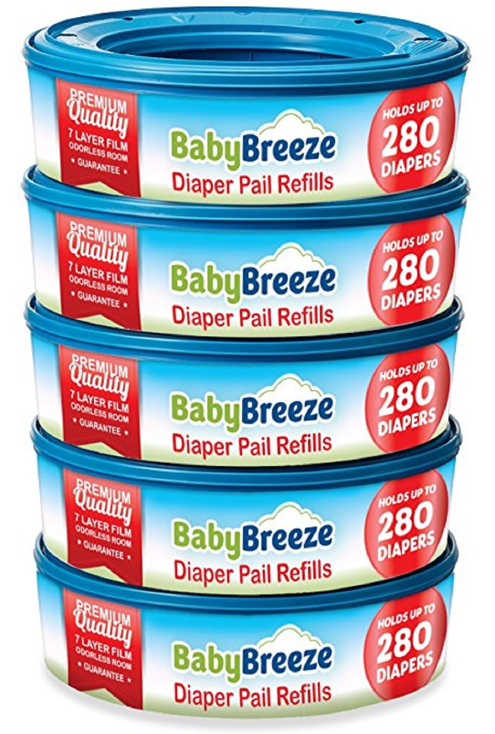 BABY BREEZE Diaper Pail Refill Bags for Playtex Diaper Genie - 1400 Count (5-Pack) - By BabyBreeze