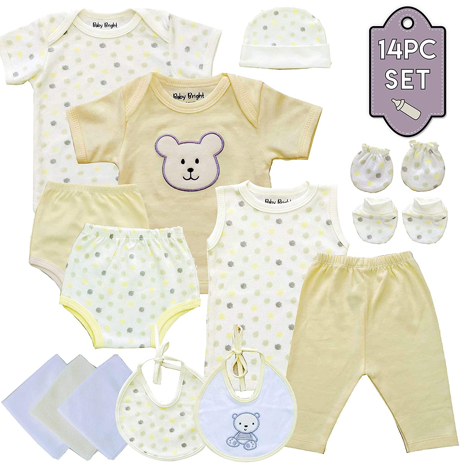 Baby Bright Newborn Baby Boy Clothes Essentials Shower Gift Set - 14 Pieces, 0-3 Months - image 1 of 6