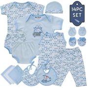 Baby Bright Newborn Baby Boy Clothes Essentials Shower Gift Set for 0-3 Months Old - 14 Pieces Set