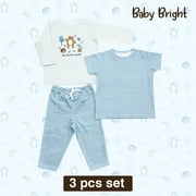 Baby Bright Newborn Baby Boy Clothes Sleep and Play Pajamas - 3 Pieces, 0-3 Months