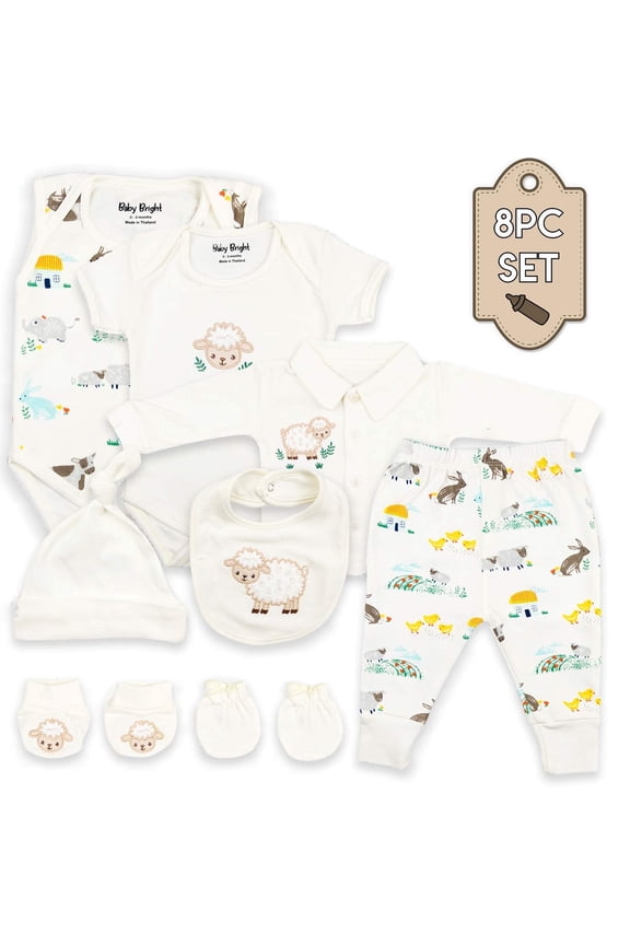 Newborn Essentials Must Have Clothes for Baby Girl, Outfit Gifts for Infant, Baby Shower Gift, 8-Pieces, Size 0-3 Months