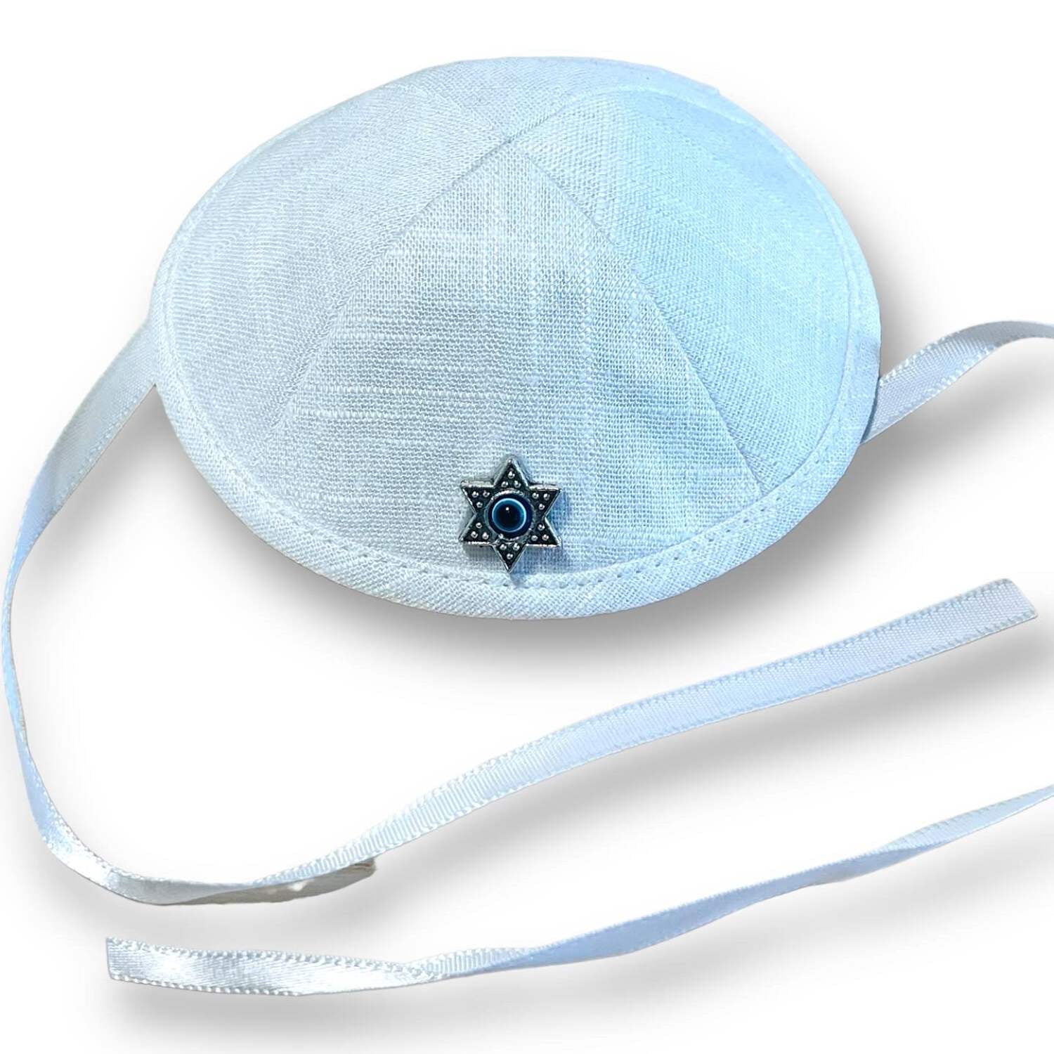 Brit Milah Onesie And Kippah Set For Newborn - White With Silver Star Of David