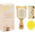 thumbnail image 1 of Baby Brush and Comb Set for Newborns and Toddlers - Wooden handle and natural soft goat bristles, Gentle cradle cap care, Baby massage and scalp brush, Ideal baby gift, Beech wood with cute bear, 1 of 7