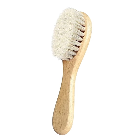Baby Brush with Wooden Handle, Soft Goat Hair Brush for Newborns and Toddlers, Gentle Hair Care for Babies, Infant Grooming Kit Essentials