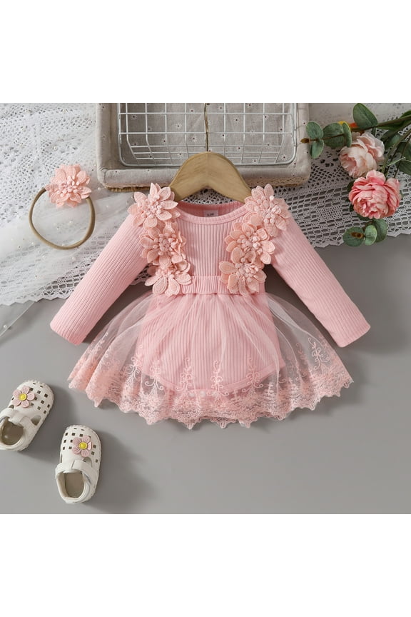 Baby Bubble Romper Baby Girl Boho Outfits Lace Ruffle Romper Dress Jumpsuit Bodysuit Photoshoot Outfit Baby Girl Rompers Pink 3 Months-6 Months