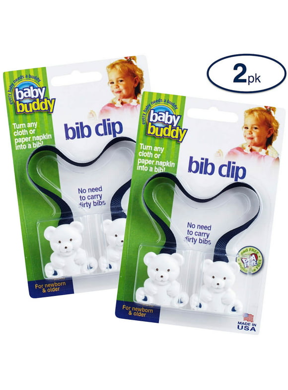 Baby Buddy Baby Bib Clip Turns any Cloth, Towel, or Paper Napkin into Instant Disposable Bibs Good for Travel, Navy 2pk